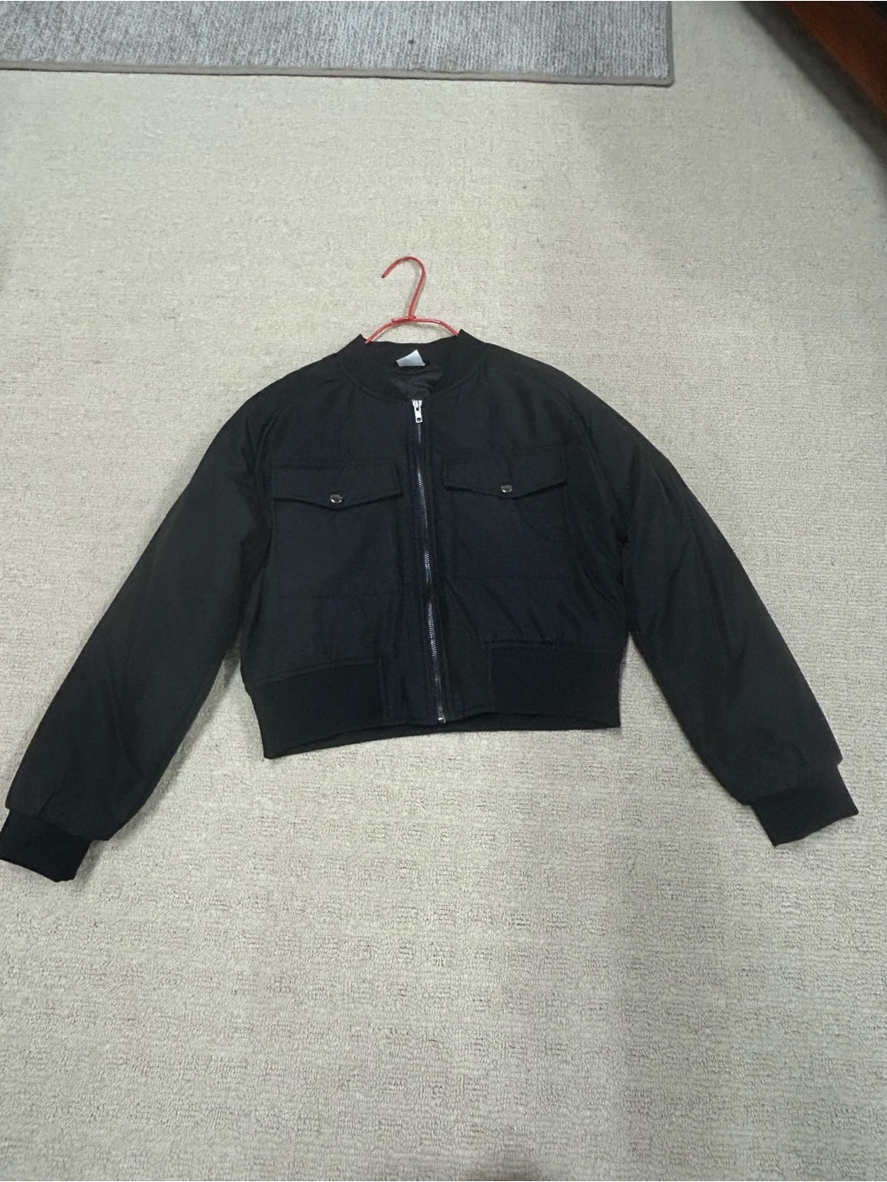 The Children's Place Black Cropped Bomber Jacket